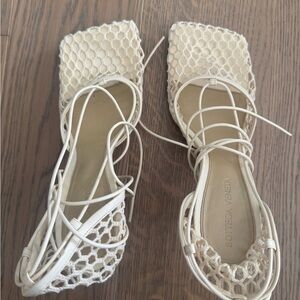 Bottega cream stretch heeled sandals